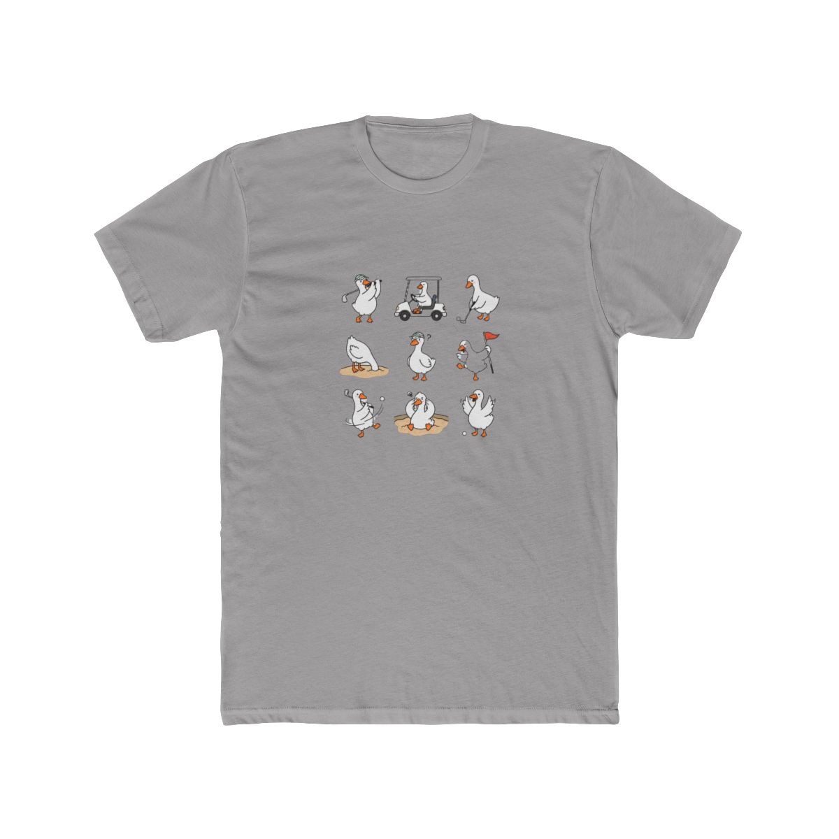 Cartoon Geese Playing Golf Blue T-Shirt - Official t-shirts merchandise